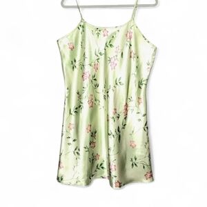 Avon Intimates Night Gown. Pink/green floral satin. Large
